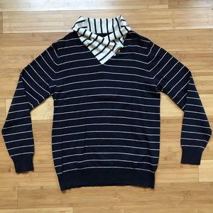 Men's Forever 21 Shawl Collar Sweater Navy White